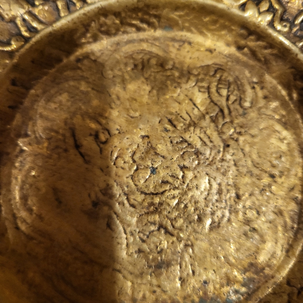 Handmade Turkish 5.5 In. Heavy Ornate Gold Decorative Plate - Picture 7 of 13